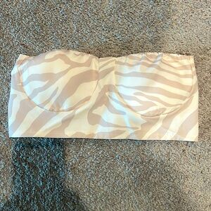Cream zebra print tube top
